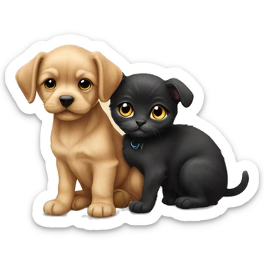 Yorkshire puppy with a Bombay kitten as best friends  sticker