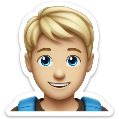 smiling boy under night sky with blue eyes sticker