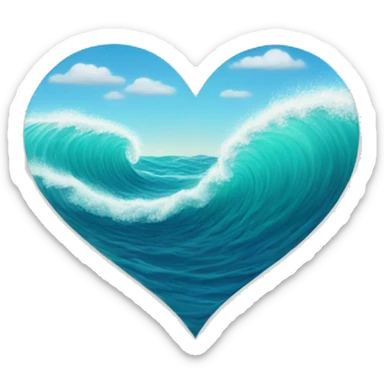 heart shape sea wave sticker