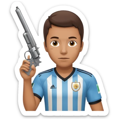 haz un turro con una biszera para atras y con un arma remera argentina pero arma de fuego que tenga un revolver  solo sticker