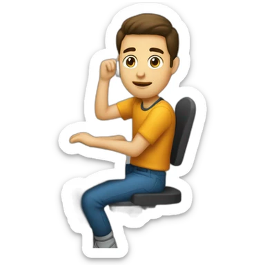 un chico en sentado en la pc editando sticker