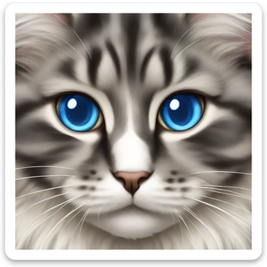 norwegian forest cat, blue eyes sticker