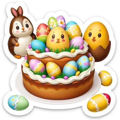 Mona de Pascua Spanish Easter cake with decorative eggs and figurines sticker