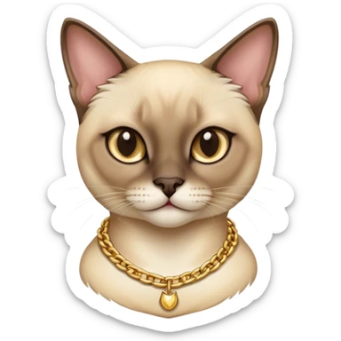 Siamese cat wearing a gold chain  sticker