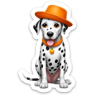 Dalmatian Dog with a orange hat full body  sticker