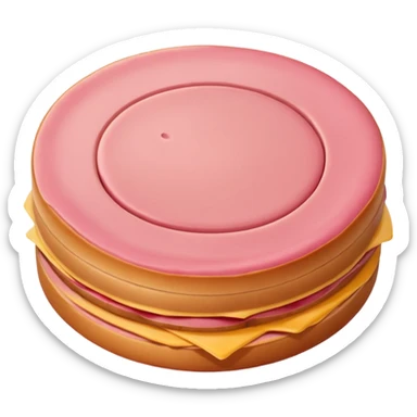 plain round bologna slice, pink sticker