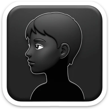 Minimalistic flat vector icon, iOS style, thin black outline on white background. Person silhouette. Black, completely monochrome, matte.  sticker