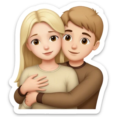 Girl hugging boy sticker