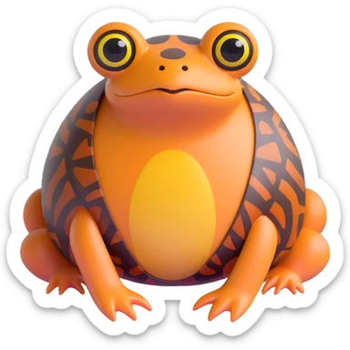 animal with a dog body, tortoise shell on its back, frog-like eyes sticker