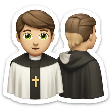 Head and shoulders of a catholic priest with brown hair and green eyes sticker