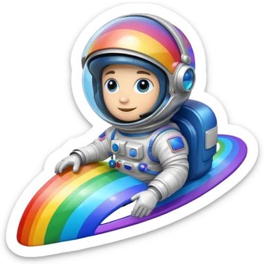 Helmet Astronaut riding rainbow sticker