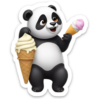 Panda eating ice cream sticker