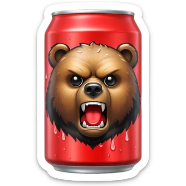 an adult energy drink with picture of angry bear on it and ASAN written on it sticker