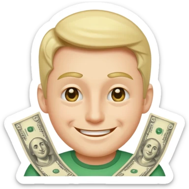 apple imoji man with money eyes smiling and winking sticker