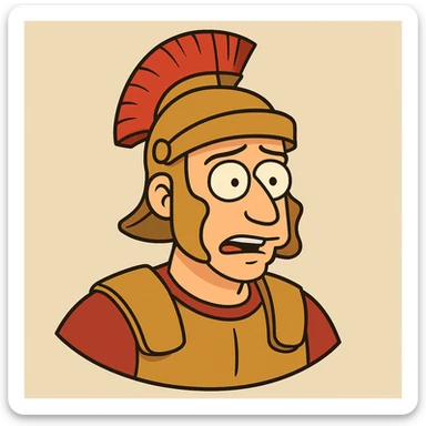 Ancient Roman galea helmet, cartoon style, bright colors sticker