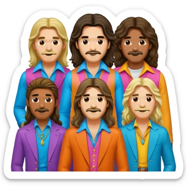 70s 80s men with long hair style  sticker