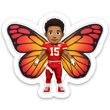 Mahomes with butterfly wings sticker