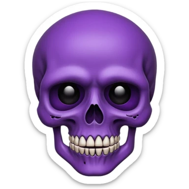 Generate a gothic style emoji of a skull face, in dark purple sticker