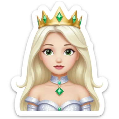 The Good Witch from Oz with long white blonde hair, white sequin outfit sticker