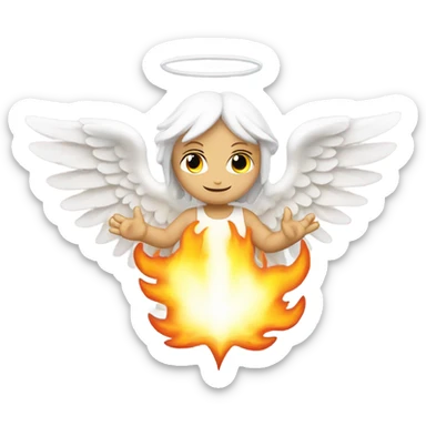 white angel, surrounded by fire
 sticker