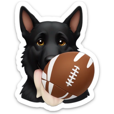 Black German Shepherd playing American football sticker