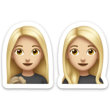 two girls in love, one blonde the other dark haired sticker