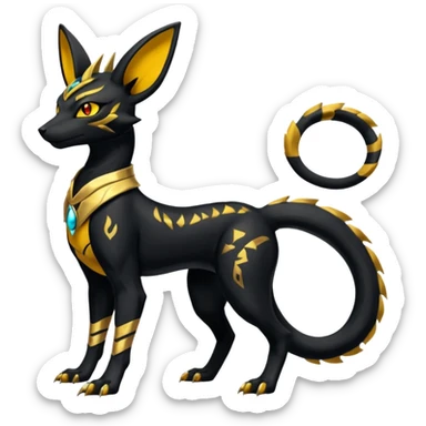 Shiny 4-legged Umbreon-Anubis-Salandit-Zeraora-fusion, full body sticker