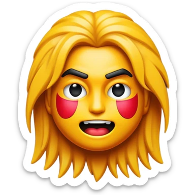 Cinematic Realistic Rock 'n' Roll Pop Culture Emoji, depicted with a dynamic portrayal of the rebellious spirit of rock music rendered with bold textures and vibrant, edgy lighting. sticker