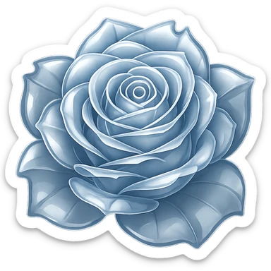 Make the frozen rose look like glass in the style of emoji, preserving the emoji style and making it transparent and shiny like glass, with no background. sticker