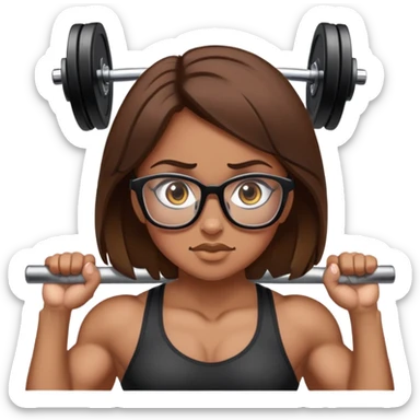 girl with brown hair and glasses powerlifting on steroids sticker