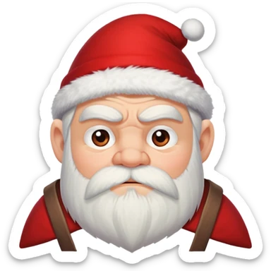 Short bearded dwarf with a grumpy expression, bushy white beard, red pointed hat, frowning with thick eyebrows sticker