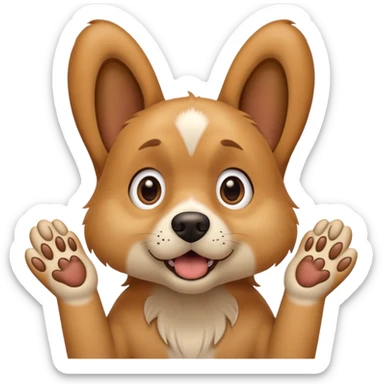 dog with hands out in front of face in a surprised pose sticker