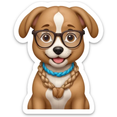 braided haired dog with glassess sticker
