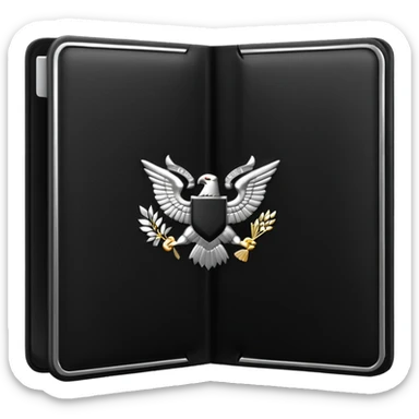 black passport with minimal silver details sticker