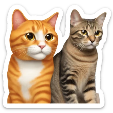 Big orange cat with tricolour kitty sticker