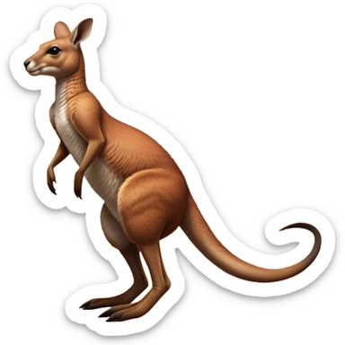 Full-body Australian Kangaroo – Cinematic-realistic Australian kangaroo, jumping with powerful hind legs and a muscular tail for balance. Its reddish-brown fur glows under the golden sunlight, ears perked and eyes alert.  sticker