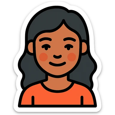Samoan girl with slight Chinese features, black wavy hair, brown skin sticker