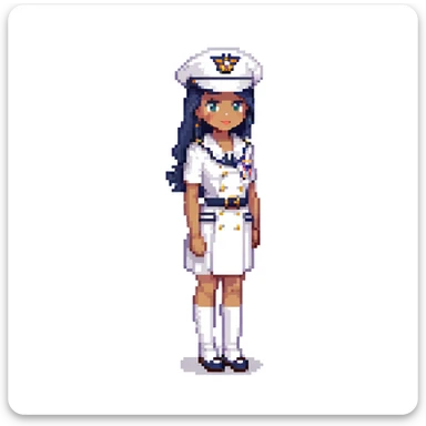 US Navy sailor in dress whites uniform with sailor hat sticker