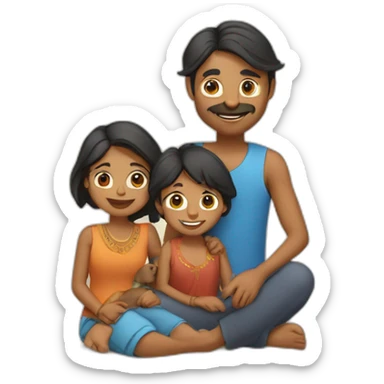 indian family with one son and one daughter and a dog sticker