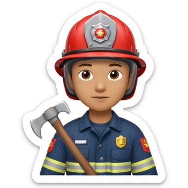 firefighter with axe sticker