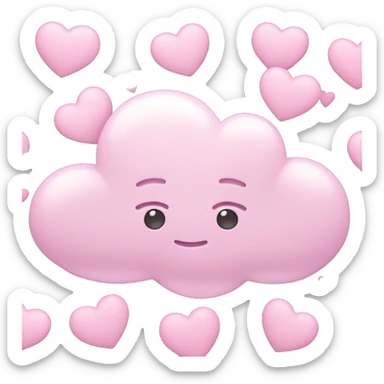 a cloud with light pink hearts around it sticker