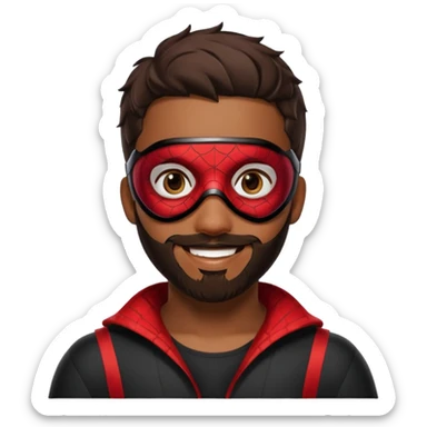 Miles Morales with beard, eye mask, low fade sticker