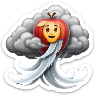tornado, top down side view, apple style emoji, stylized wind and clouds sticker