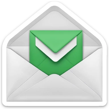 a letter with green checkbox inside the white envelop sticker