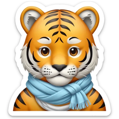cold tiger face shivering with scarf and frost for Twitch emote sticker