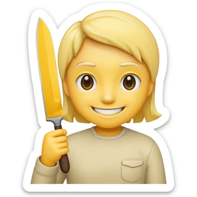 Smile emoji holding knife sticker