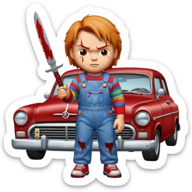 Chuky si carros y cuchillo sticker