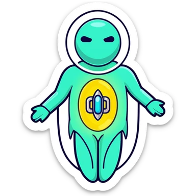 Silver semi-transparent capsule floating next to an ethereal glowing immune system figure, with a small shining shield over a luminous thyroid gland sticker