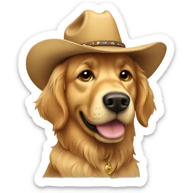 Cowboy golden retriever sticker