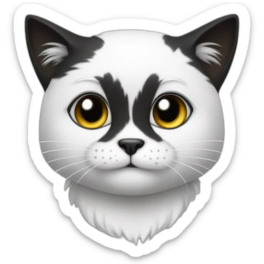 Gato bravo peludo todo preto e branco sticker